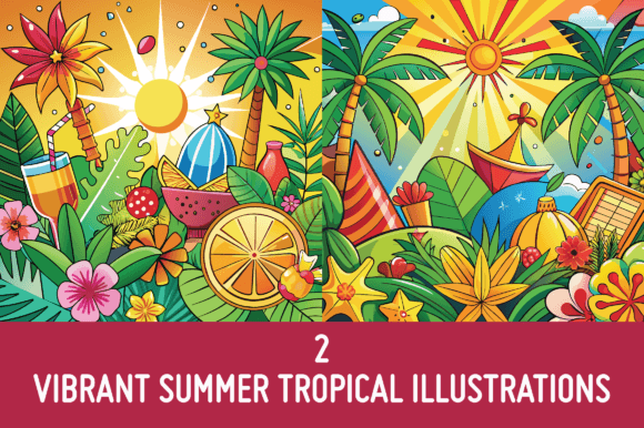 2 Radiant Summer Tropical Illustrations: A Freebie for Bold Editorial and Web Design