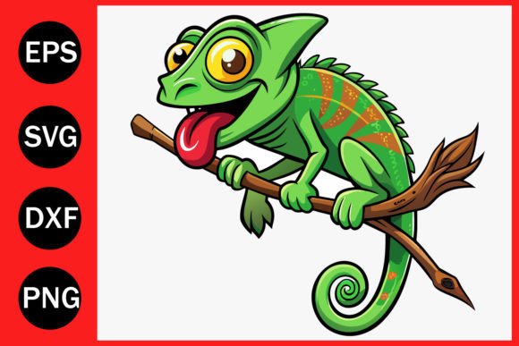A Green Chameleon is Shown in the