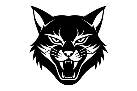 Bobcat Angry Head Silhouette for Graphics and Freebies