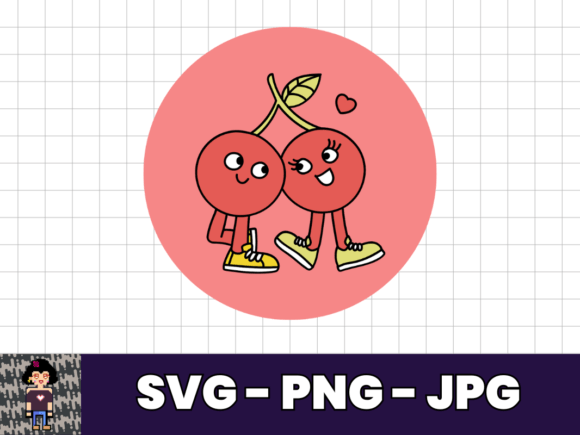 Cute Cherry Couple - SVG Sticker Design for Crafts and Graphics