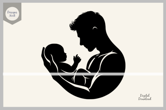 Dad Holding a Baby SVG Clipart for Real Embroidery Projects