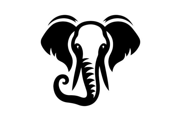 Elephant Face Icon Logo Silhouette for Crafts and Graphics