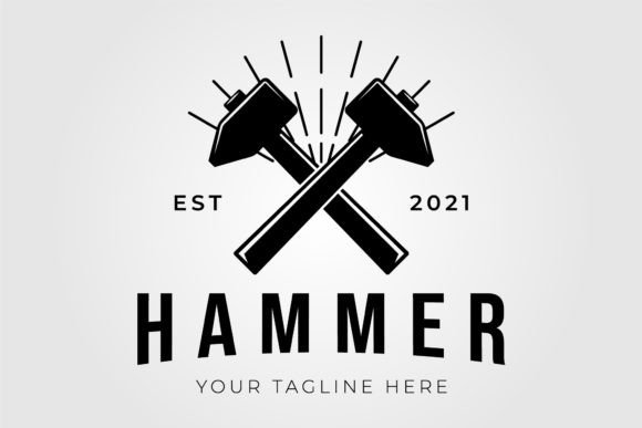 Forging Hammer, Gavel Silhouette Logo: A Bold Graphic for Brand Identity