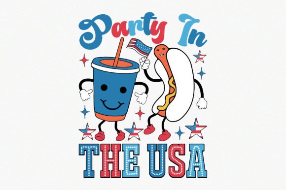 Party in the USA: A Vibrant Graphic Design Asset for Crafts and Merch