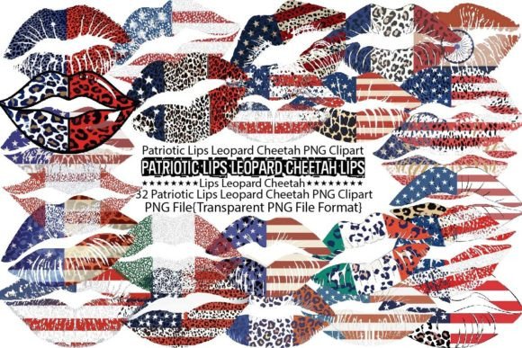 Patriotic Lips Leopard Cheetah PNG: A Bold Graphic for Local Business Branding