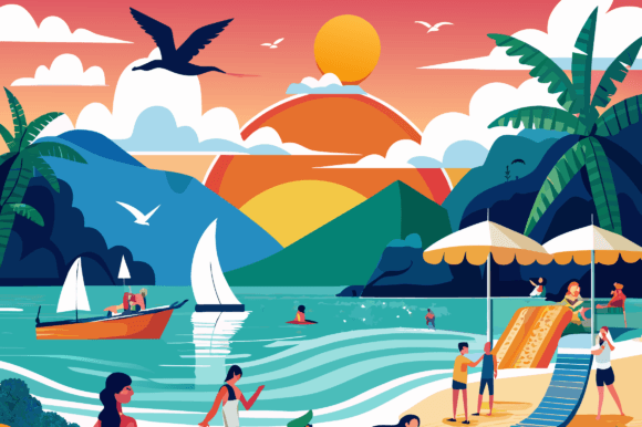 Summer Amazing Sea Handrawn Illustration: A Versatile Graphic Design Freebie for Content Creators