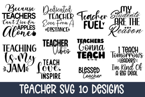 Teacher SVG 10 Designs: A Versatile Graphic Asset for Crafts and Creative Projects